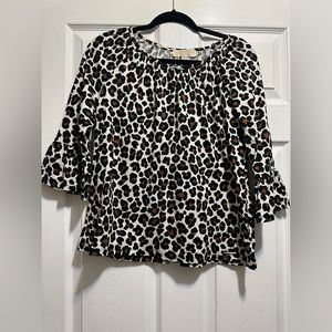 Michael Kors Leopard 3/4 Sleeve Stretch Top